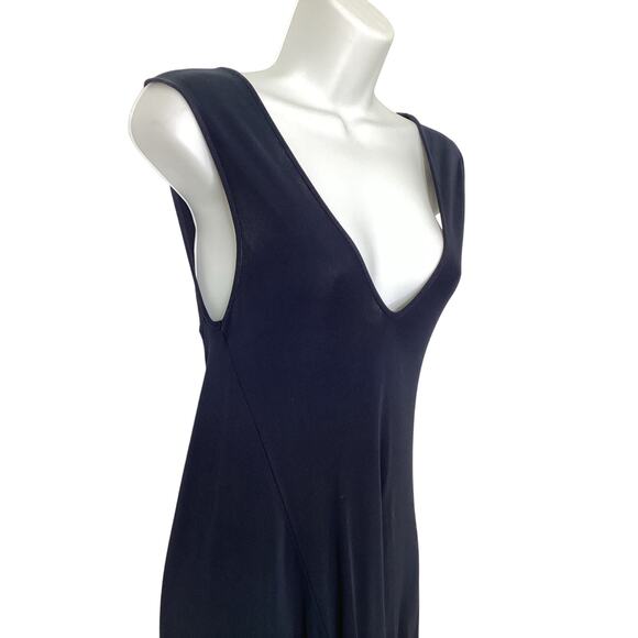 Zero + Maria Cornejo Navy Midi Sleeveless Draped Hem Jersey Asymmetrical Dress M - Picture 2 of 10